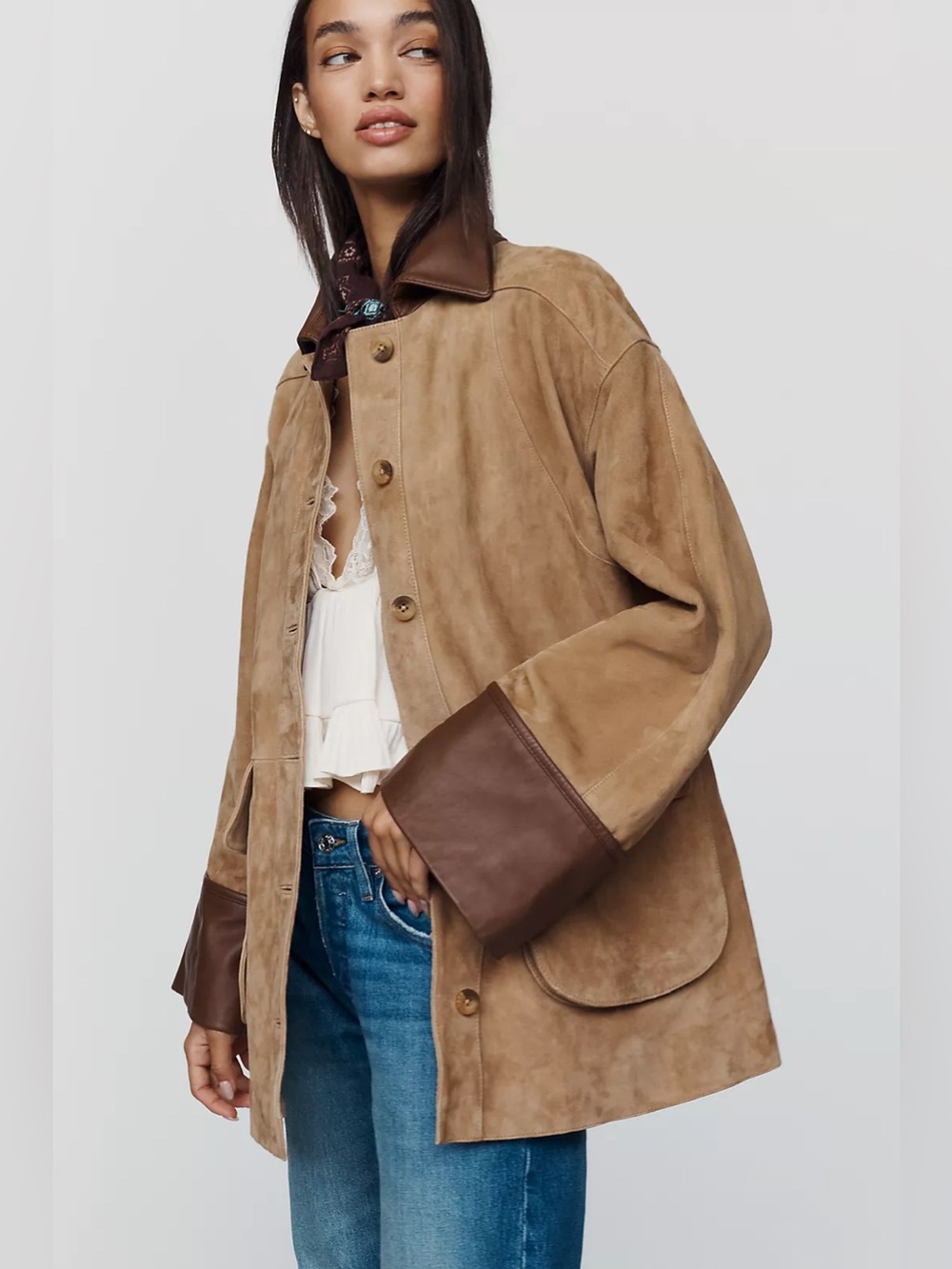 Anthropologie Adelaide Pilcro Leather Barn Jacket Brown Size Large NWT